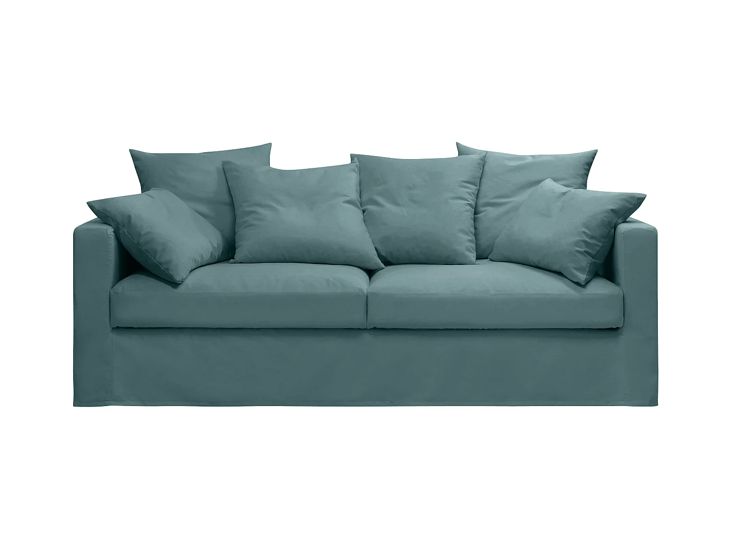 Canapé lin 4 pl SOFIA 197 cm fixe tissu Petrol 100% déhoussable – Fab France