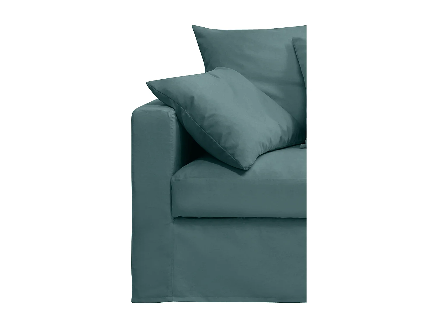 Canapé lin 4 pl SOFIA 197 cm fixe tissu Petrol 100% déhoussable – Fab France