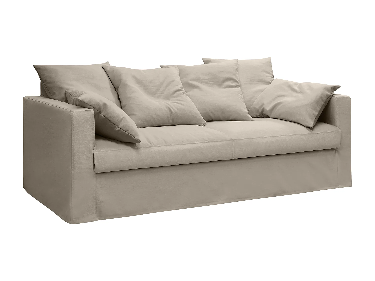 Canapé lin 4 pl SOFIA 197 cm fixe tissu Ficelle 100% déhoussable – Fab France