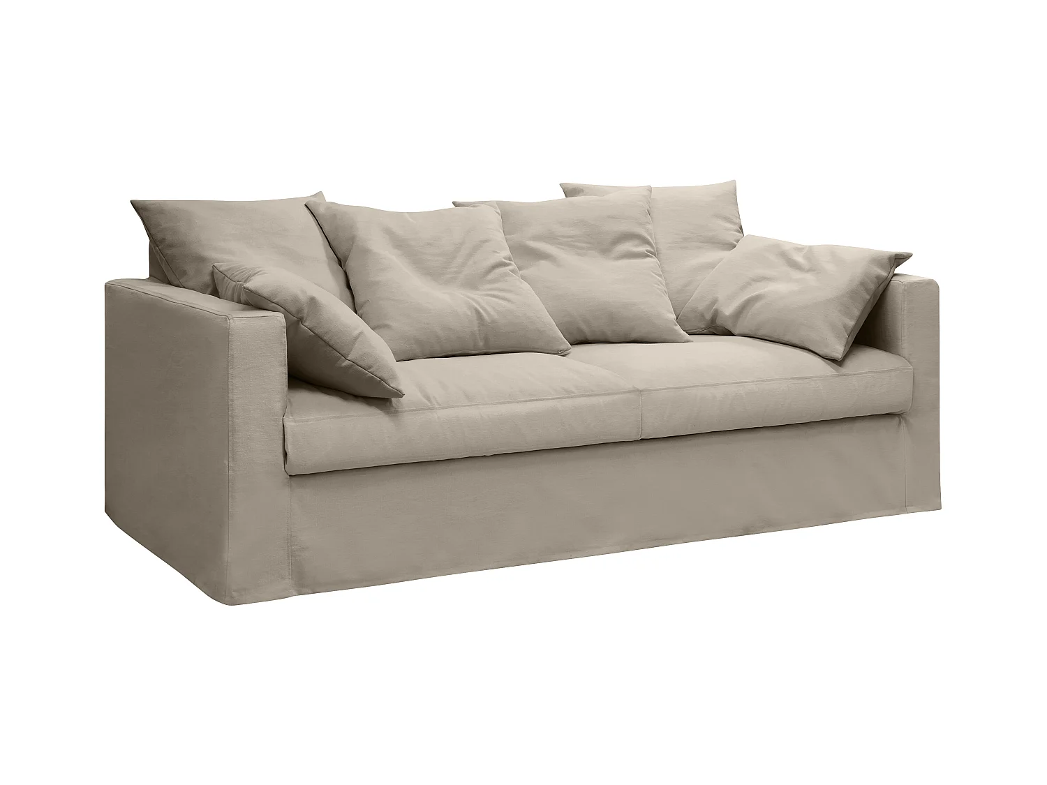 Canapé lin 4 pl SOFIA 197 cm fixe tissu Ficelle 100% déhoussable – Fab France