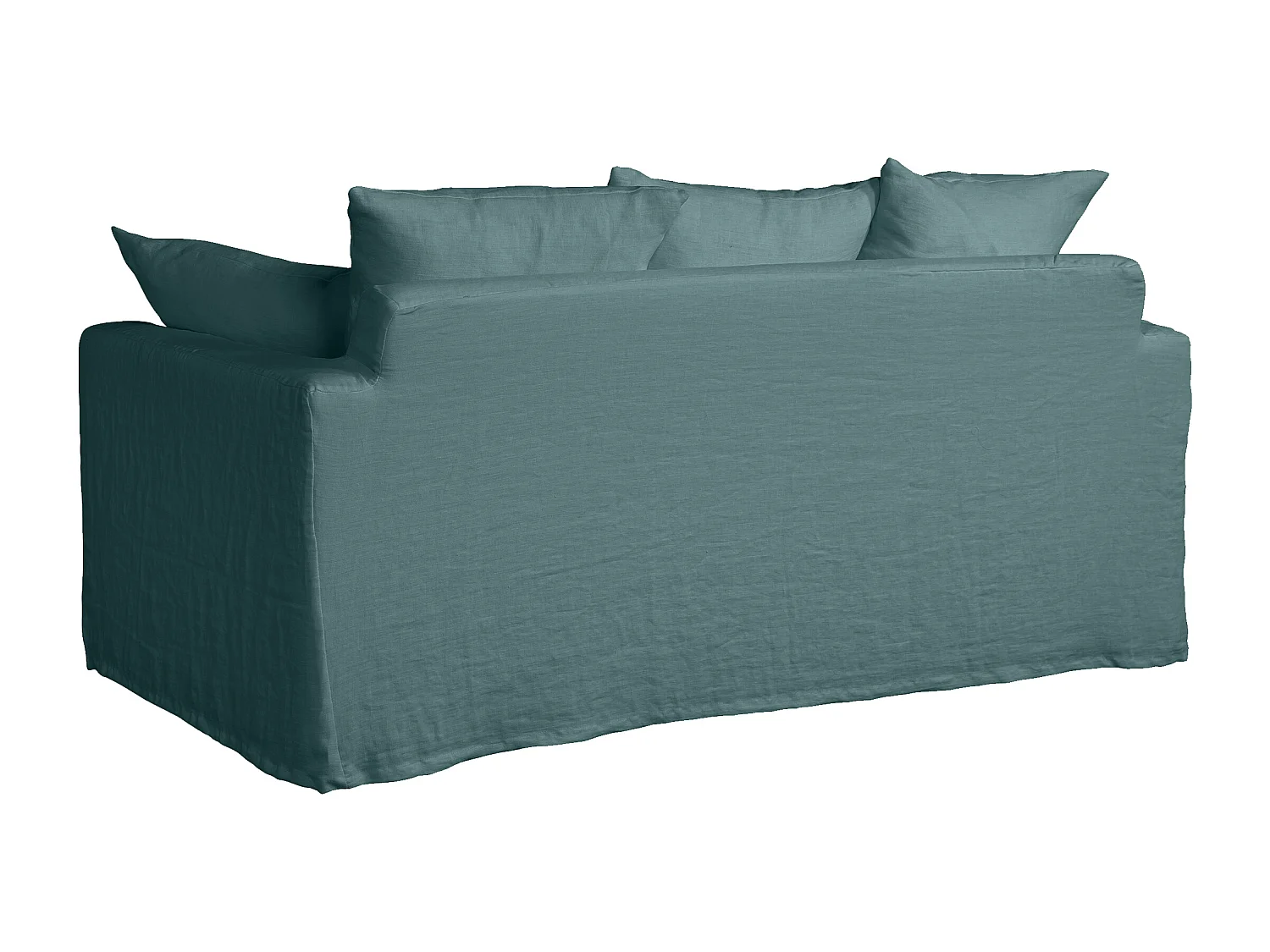Canapé lin 3 pl SOFIA 177 cm fixe tissu Petrol 100% déhoussable – Fab France