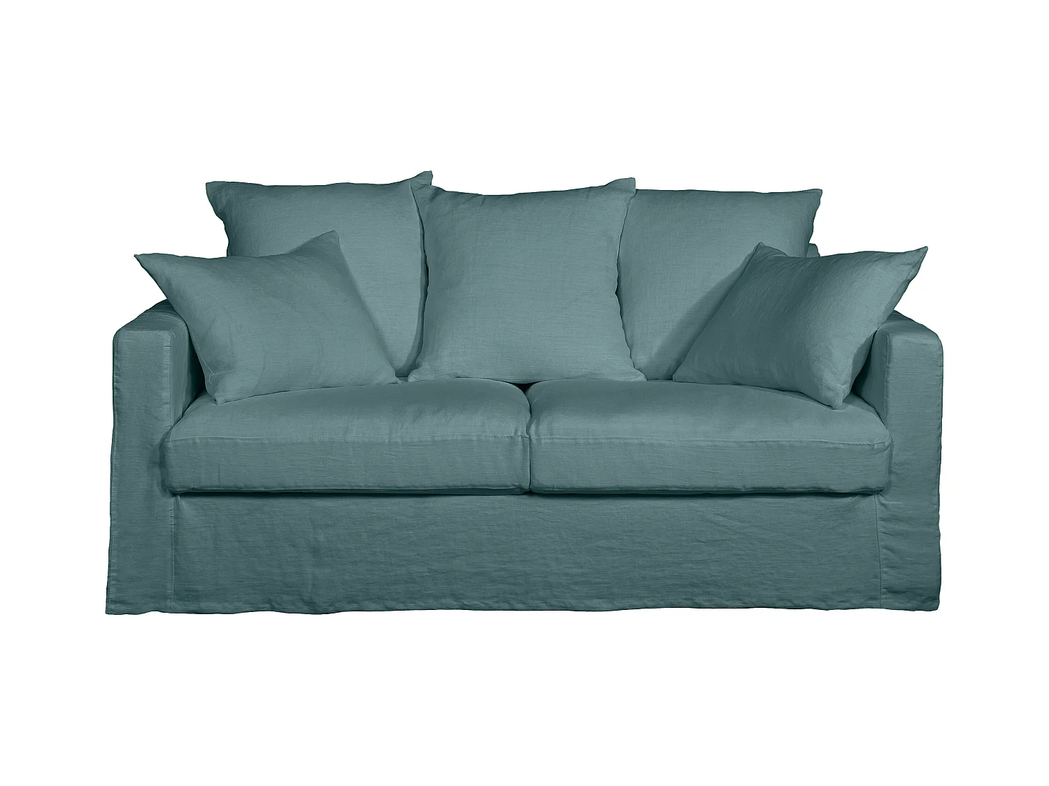 Canapé lin 3 pl SOFIA 177 cm fixe tissu Petrol 100% déhoussable – Fab France