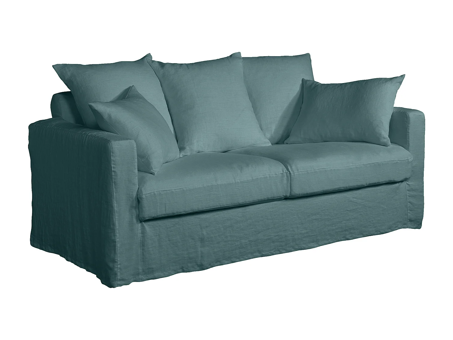 Canapé lin 3 pl SOFIA 177 cm fixe tissu Petrol 100% déhoussable – Fab France