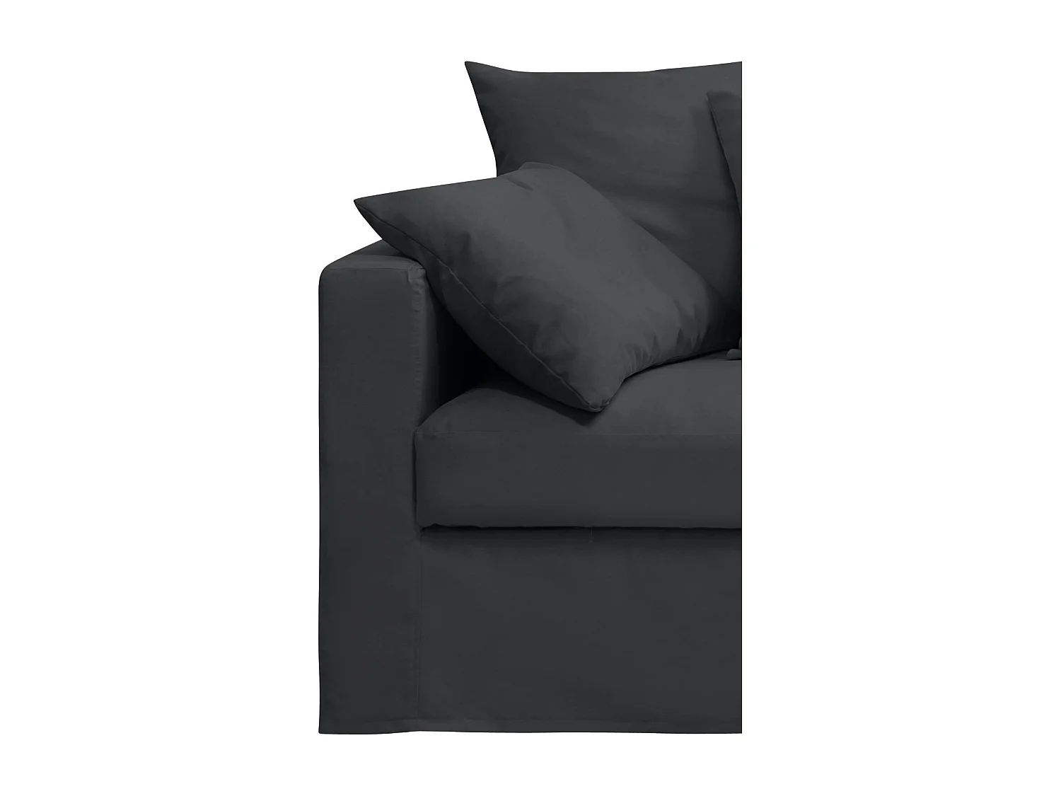 Canapé lin 3 pl SOFIA 177 cm fixe tissu Anthracite 100% déhoussable – Fab France