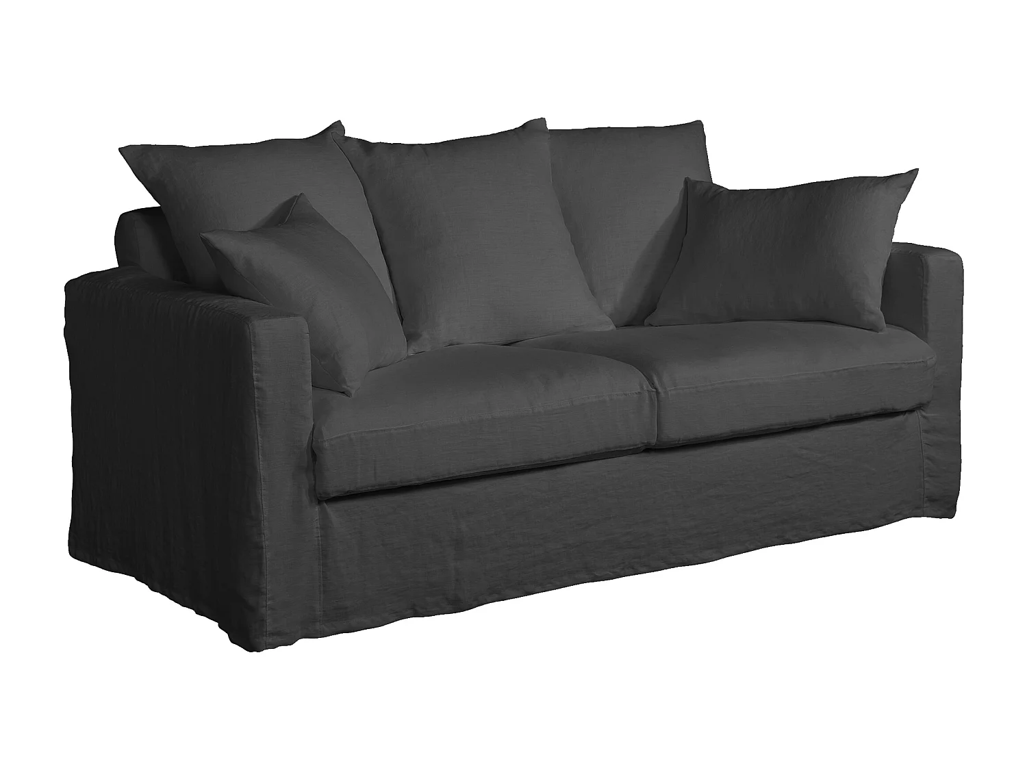 Canapé lin 3 pl SOFIA 177 cm fixe tissu Anthracite 100% déhoussable – Fab France
