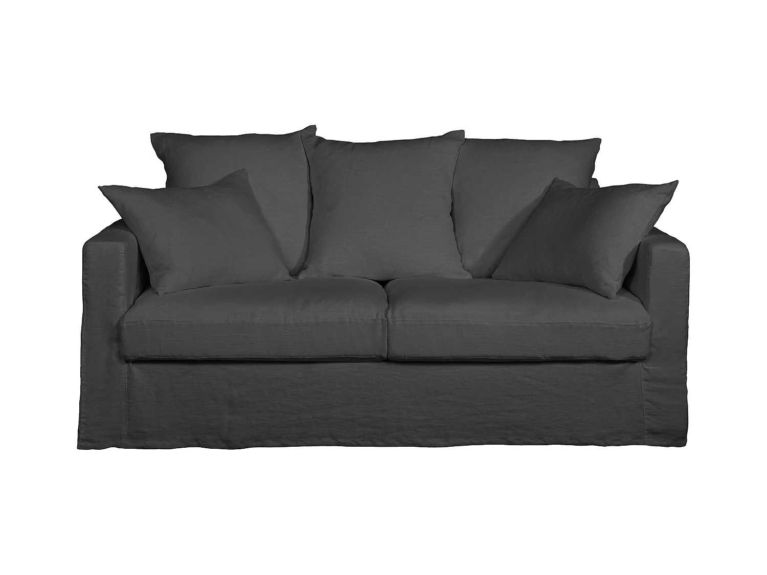Canapé lin 3 pl SOFIA 177 cm fixe tissu Anthracite 100% déhoussable – Fab France