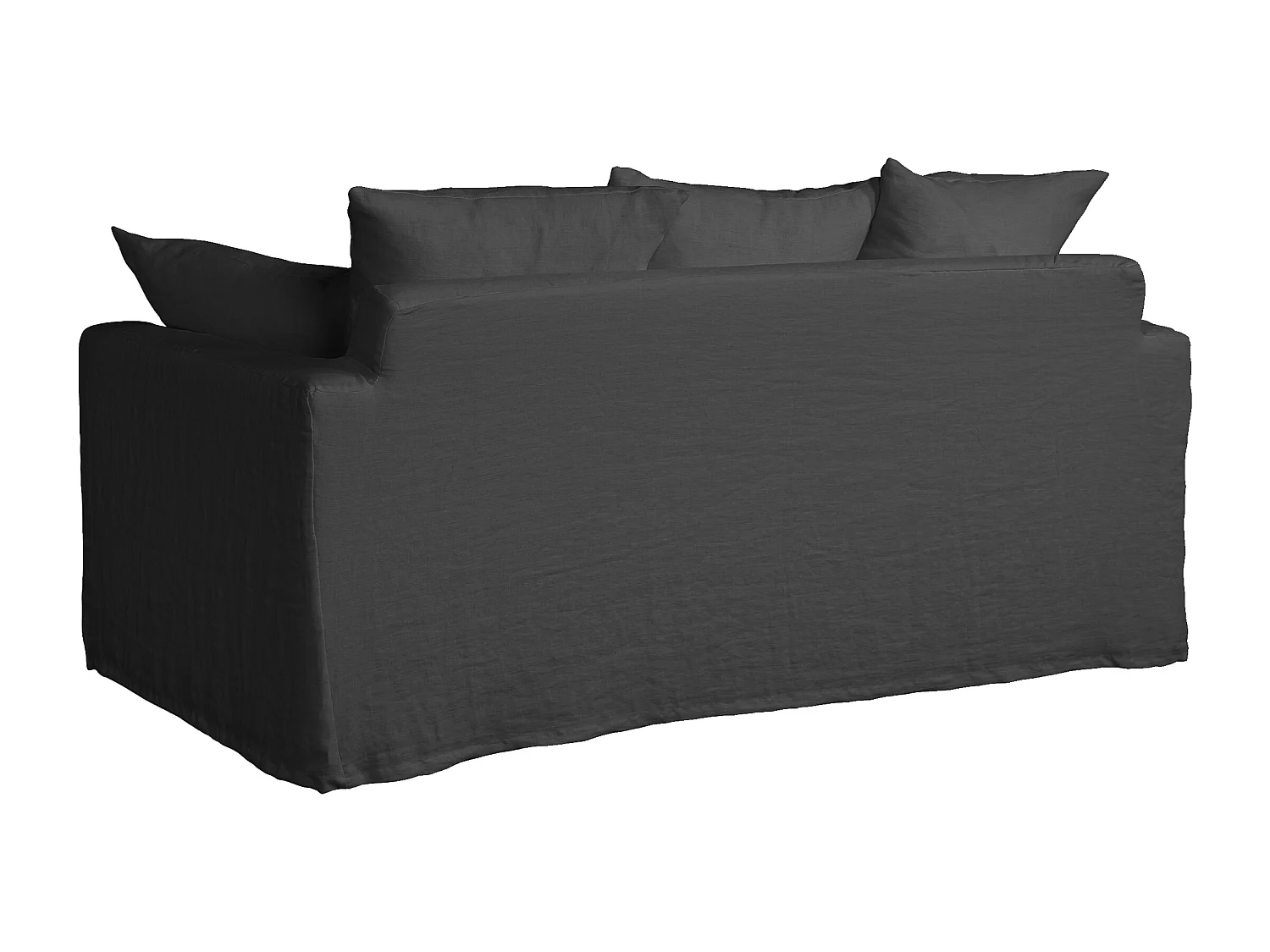 Canapé lin 3 pl SOFIA 177 cm fixe tissu Anthracite 100% déhoussable – Fab France