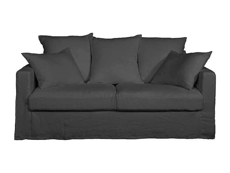 Canapé lin 3 pl SOFIA 177 cm fixe tissu Anthracite 100% déhoussable – Fab France