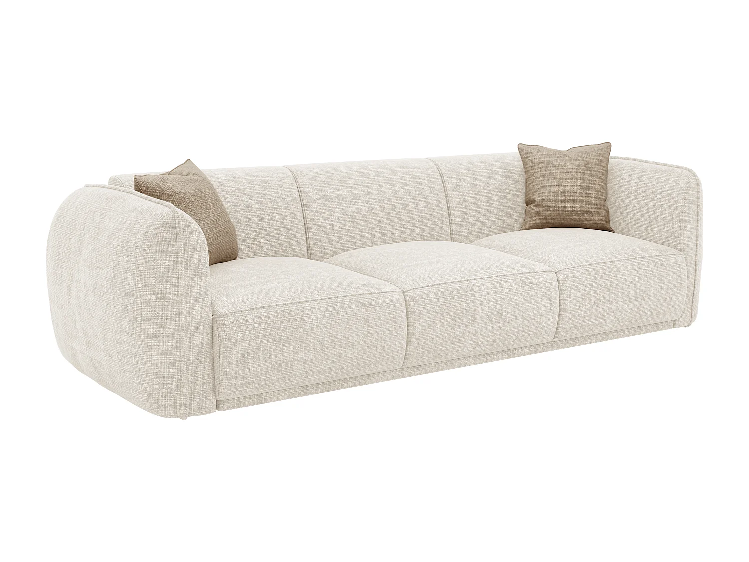 Sofa 3-Sitzer - Chenille-Stoff - Beige - JUNETI