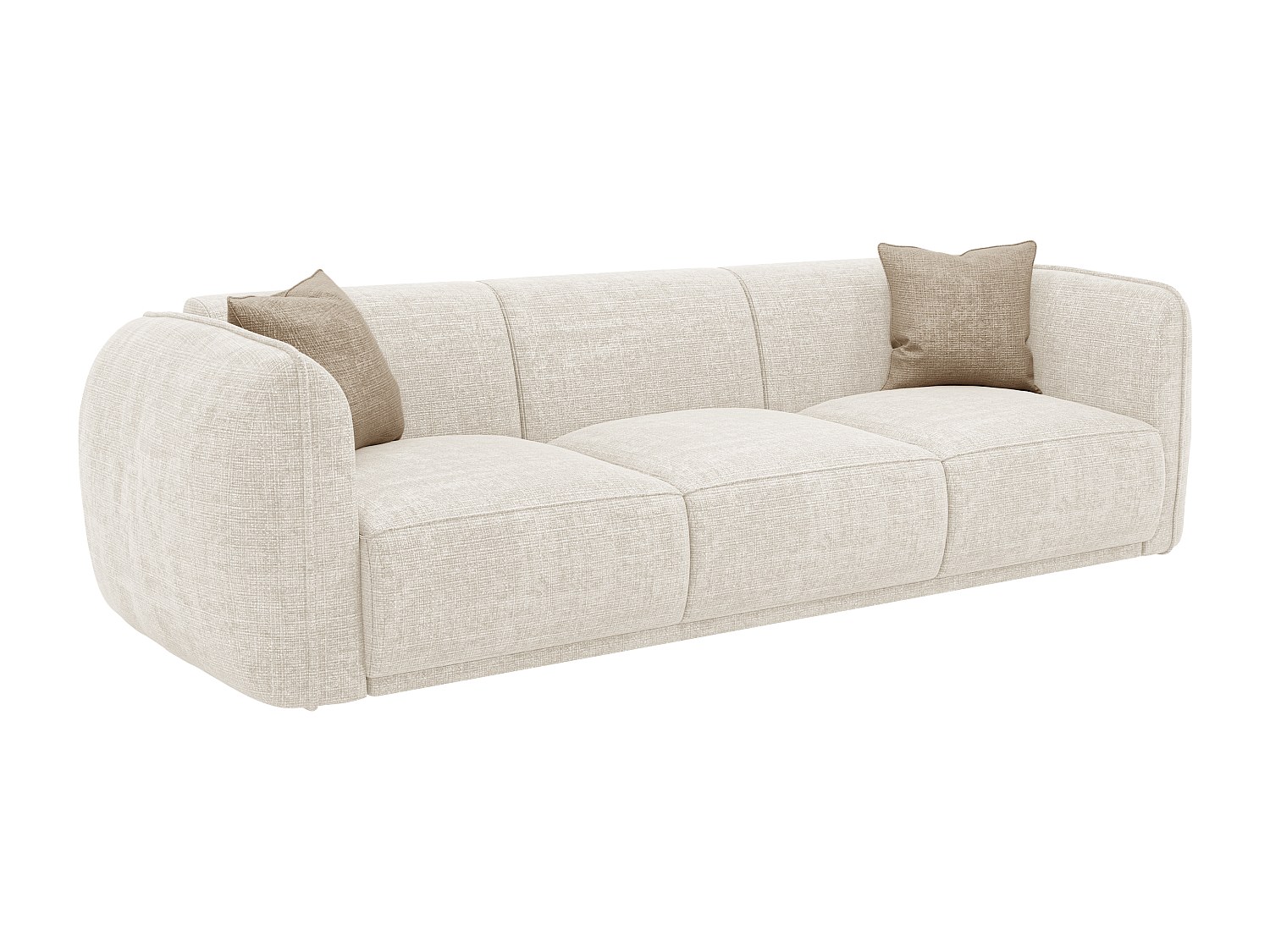 Sofa 3-Sitzer - Chenille-Stoff - Beige - JUNETI günstig online kaufen