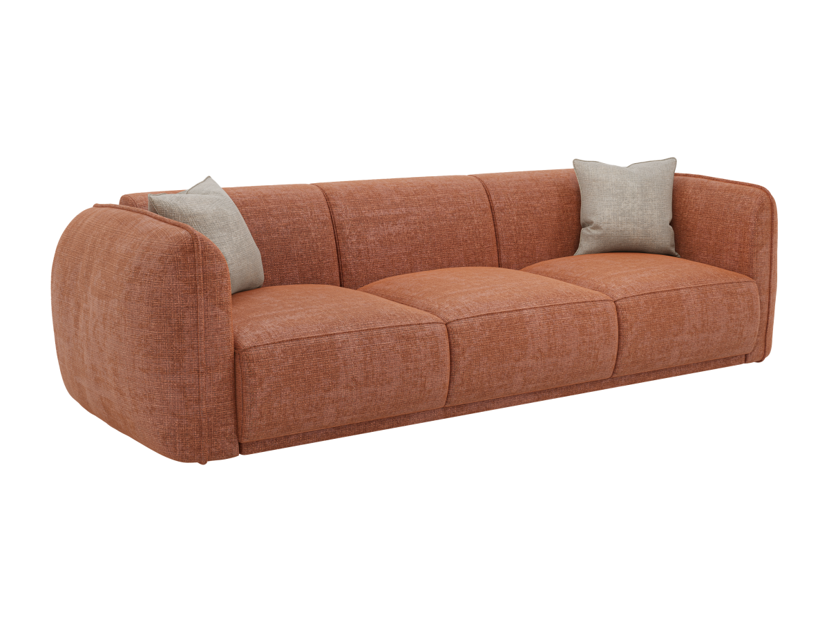 Sofa 3-Sitzer - Strukturstoff - Terracotta - JUNETI günstig online kaufen