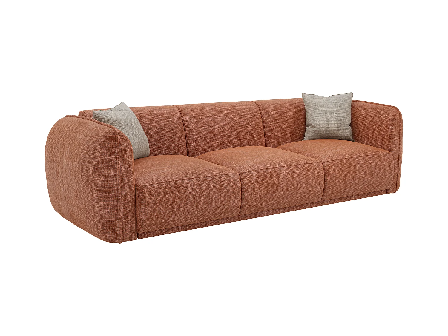 Canapé 3 places en tissu chenille terracotta JUNETI