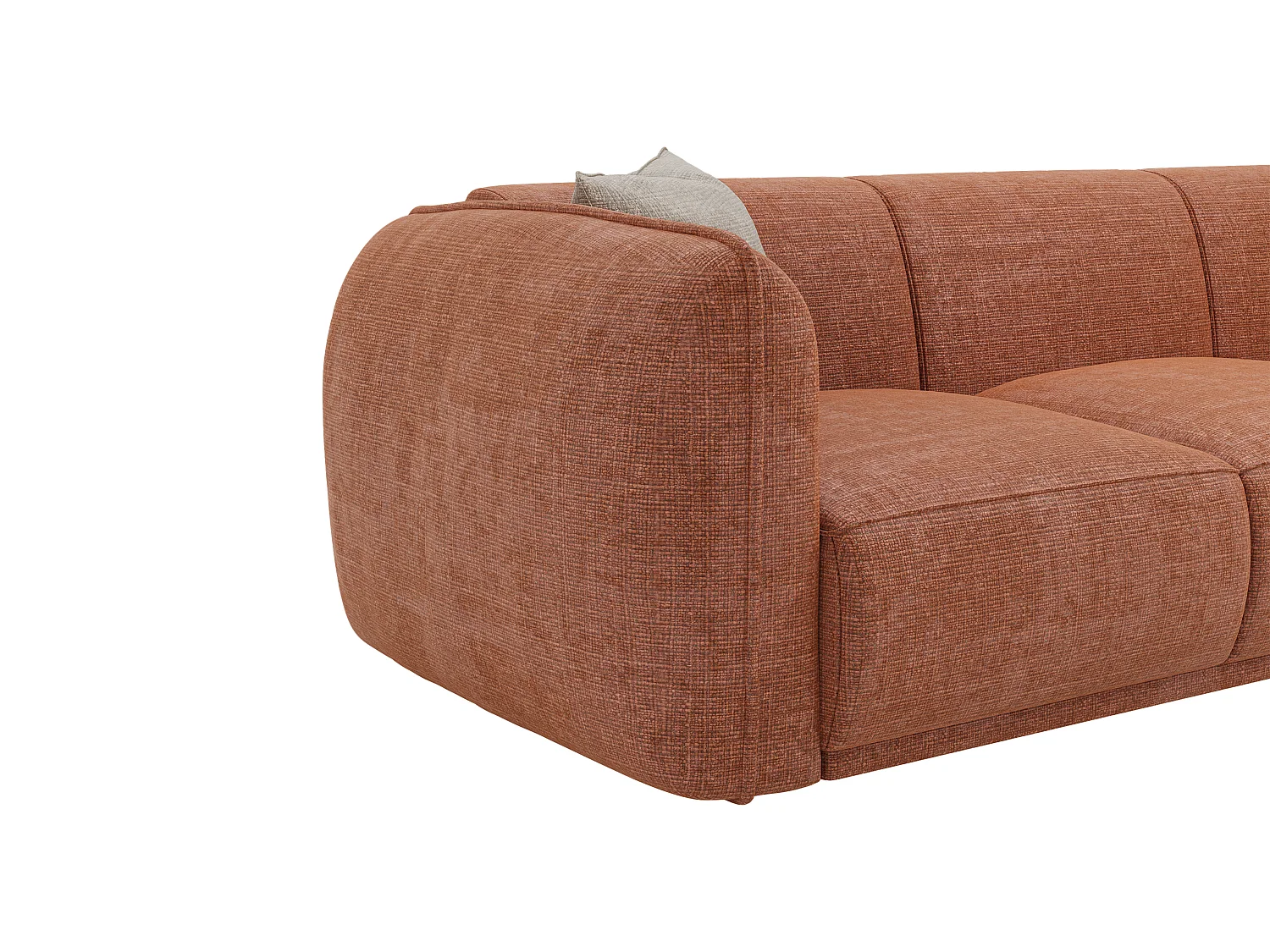 Driezitsbank van terracottakleurige chenille stof JUNETI