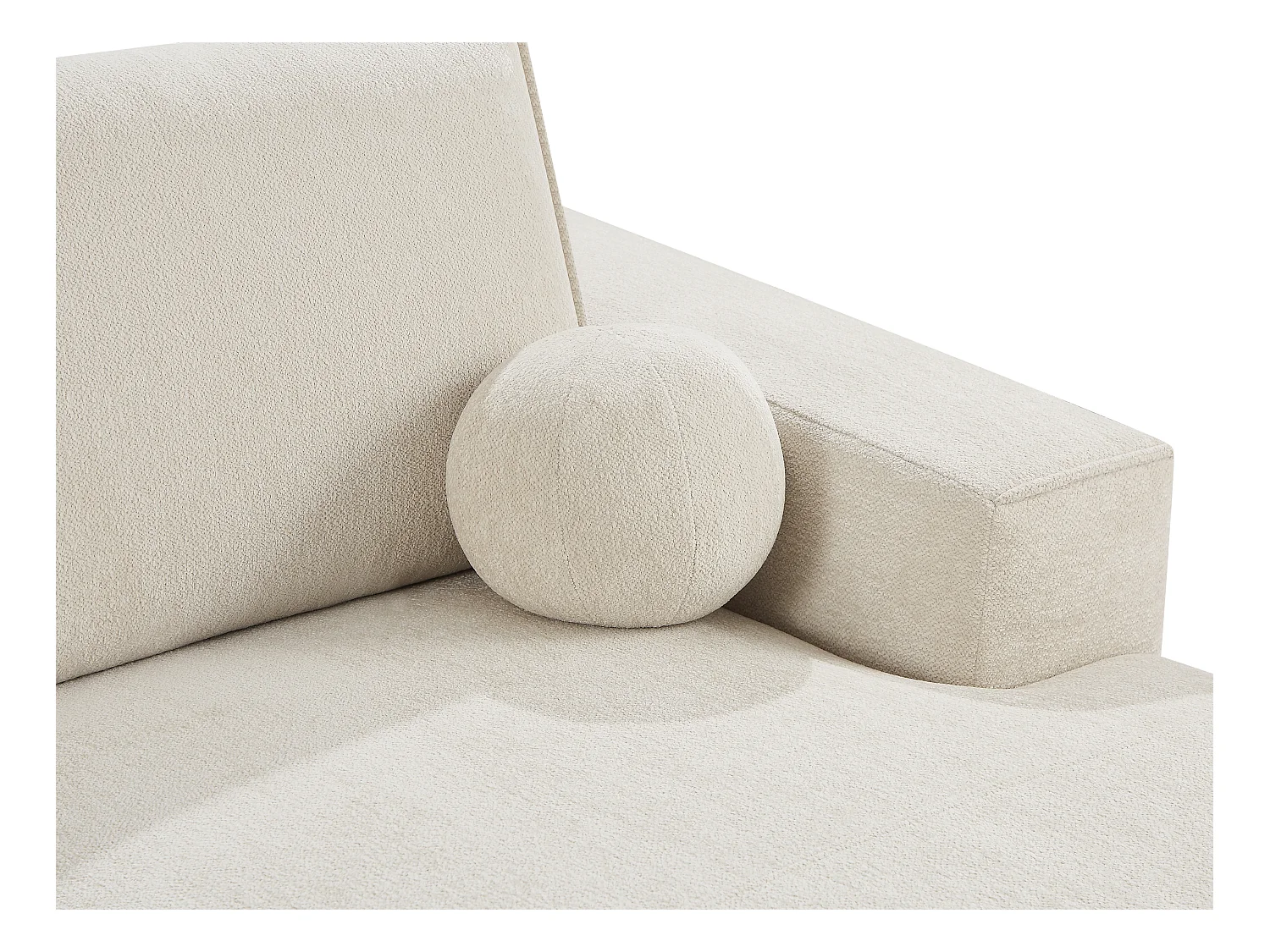 Høyrevendt sofaseksjon i beige chenillestoff EMABI fra Maison Céphy