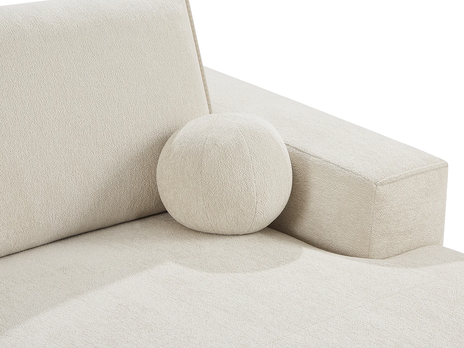 Canapé d'angle droit en tissu chenille beige EMABI de Maison Céphy