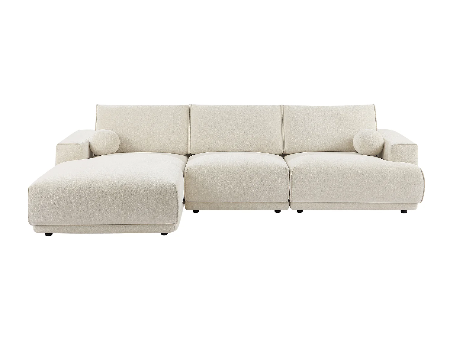 Venstre hjørnesofa i beige chenille stof EMABI fra Maison Céphy