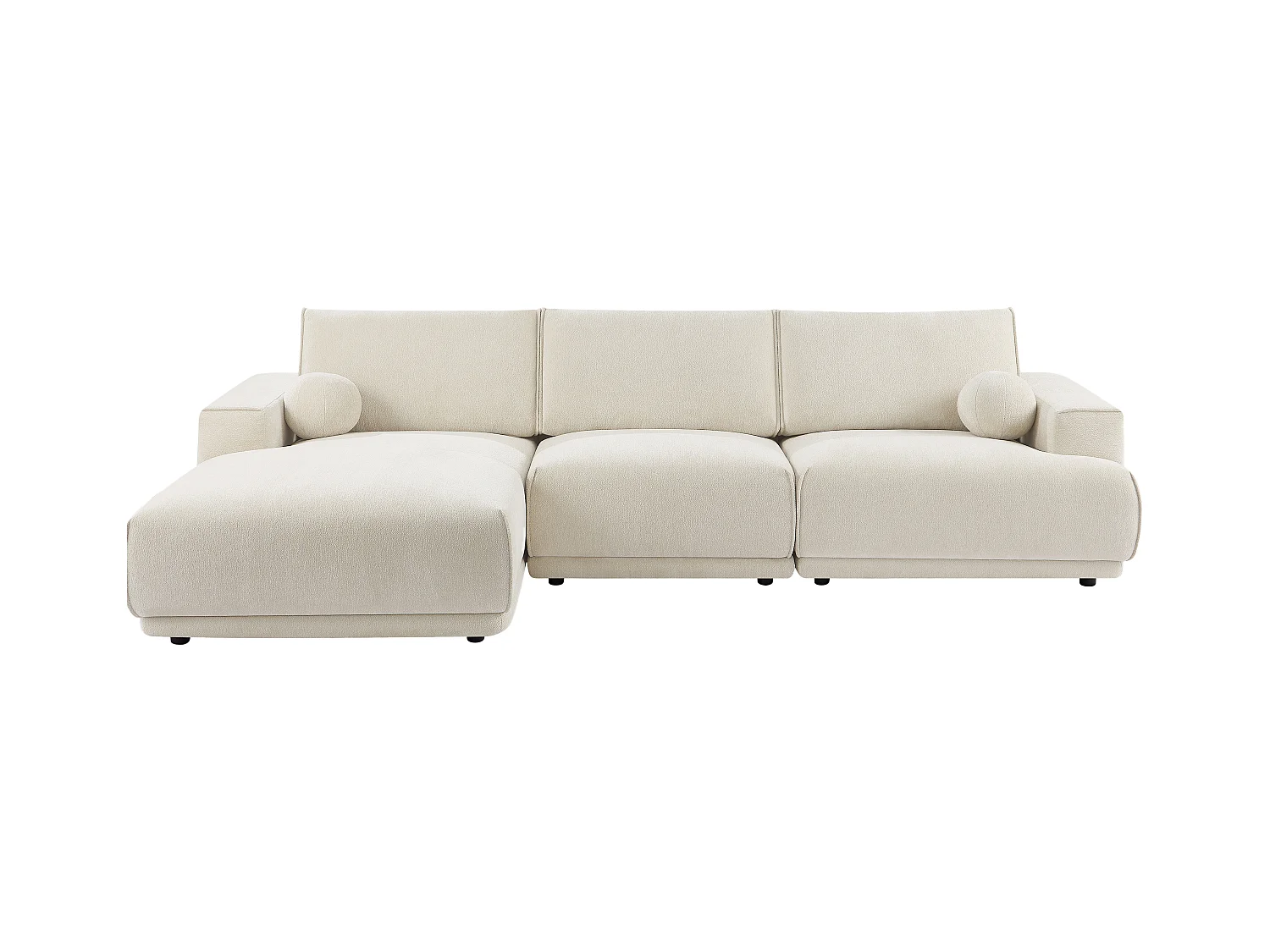 Venstre hjørnesofa i beige chenille stof EMABI fra Maison Céphy