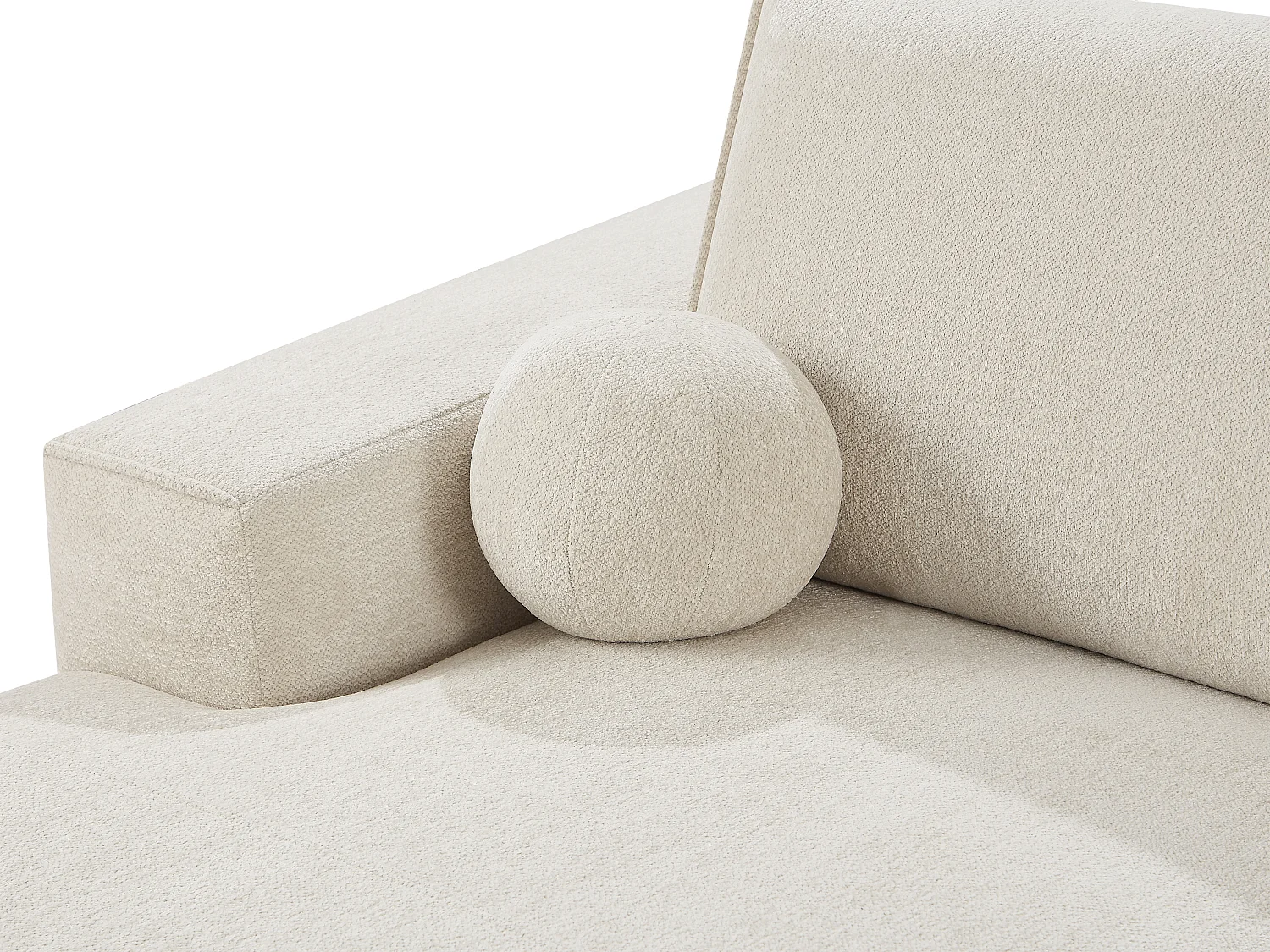 Canapé d'angle gauche en tissu chenille beige EMABI de Maison Céphy