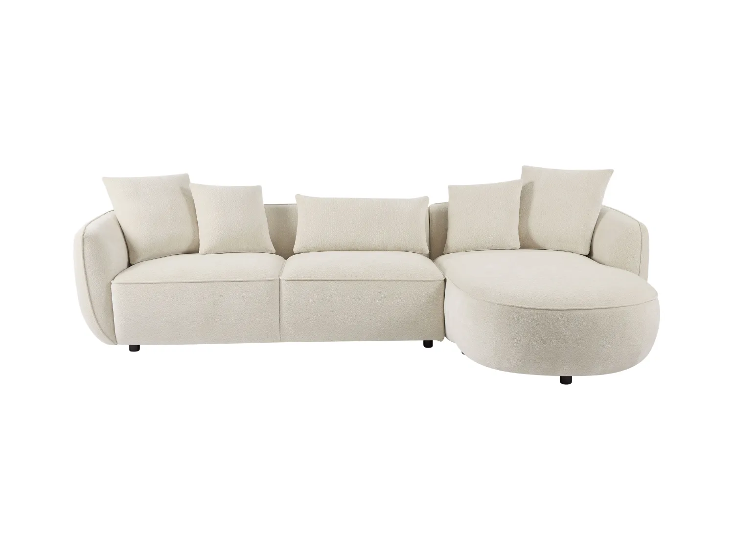 Canapé d'angle droit en tissu chenille beige DOKALO de Maison Céphy