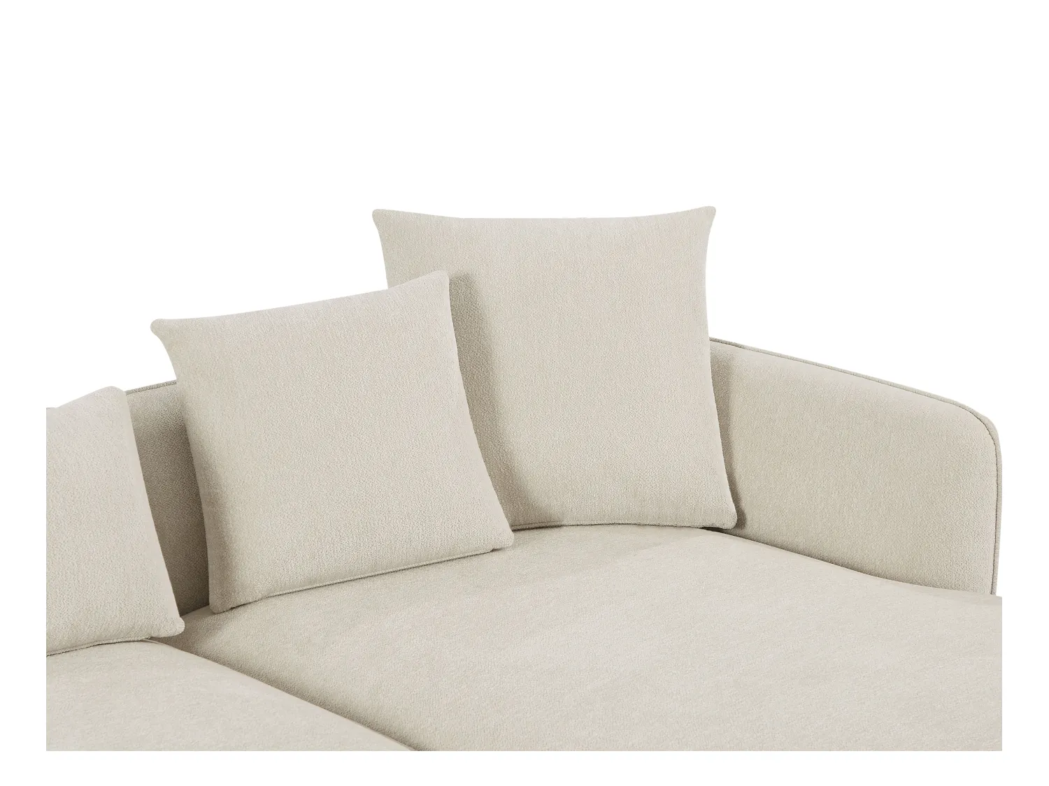 Canapé d'angle droit en tissu chenille beige DOKALO de Maison Céphy