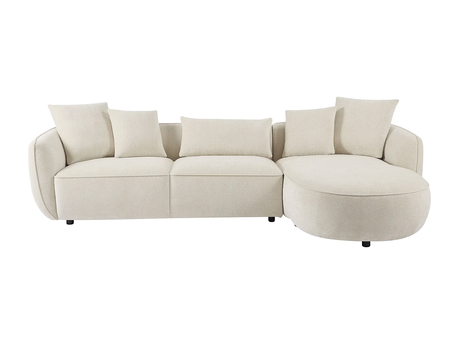 Canapé d'angle droit en tissu chenille beige DOKALO de Maison Céphy