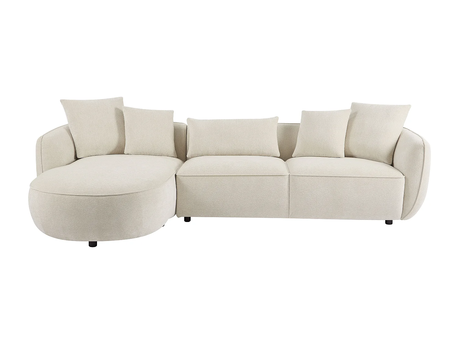 Canapé d'angle gauche en tissu chenille beige DOKALO de Maison Céphy