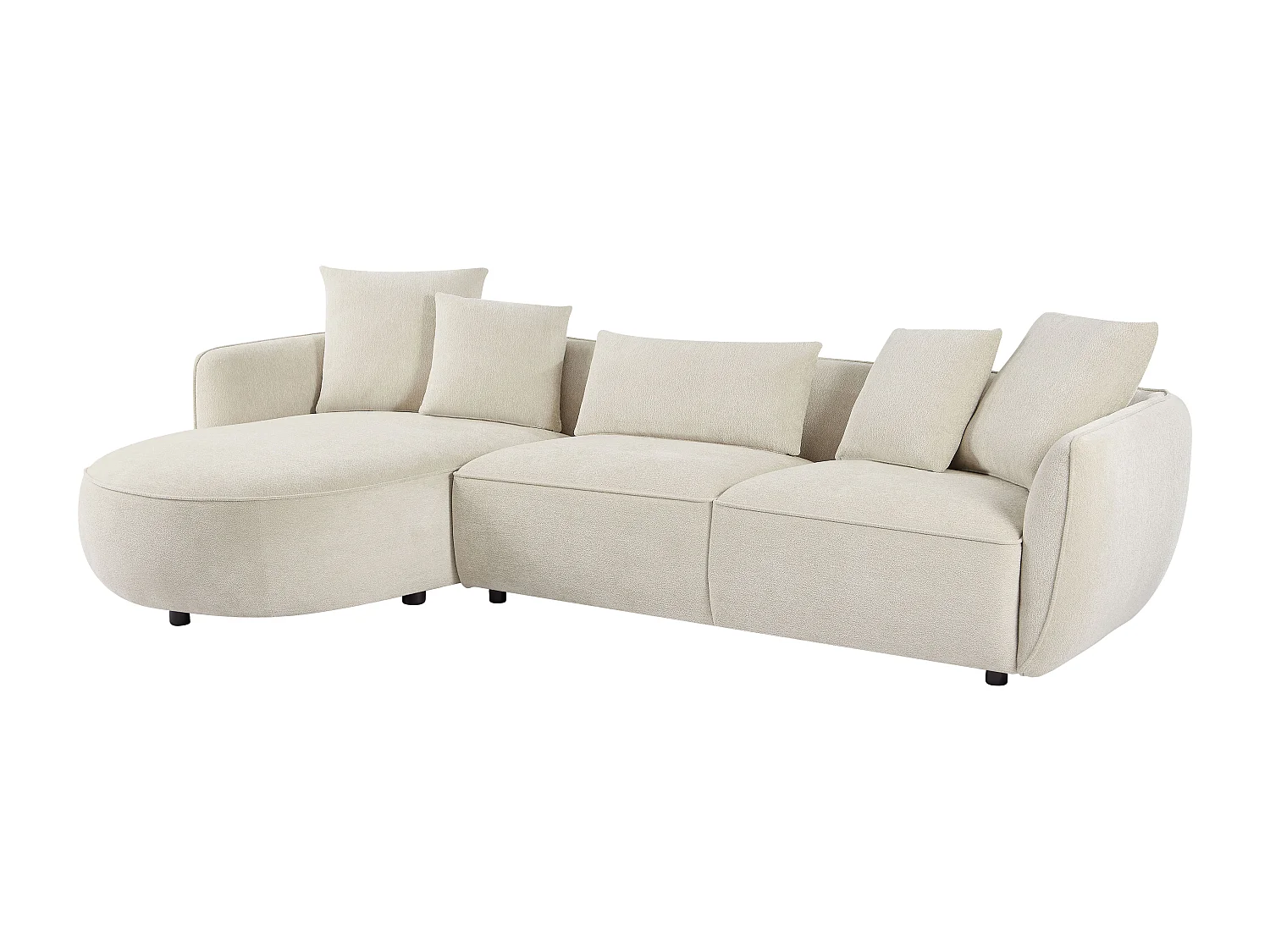 Canapé d'angle gauche en tissu chenille beige DOKALO de Maison Céphy