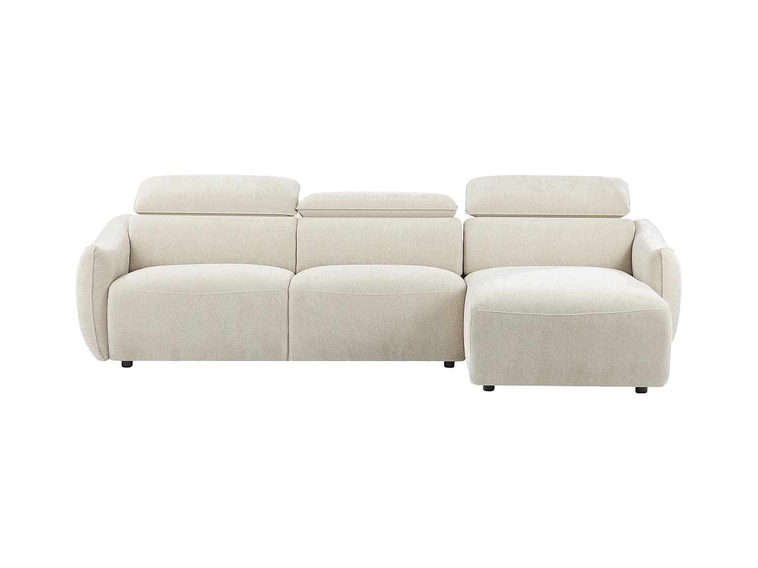 Sofá rinconera derecha en chenilla beige TAZIZA