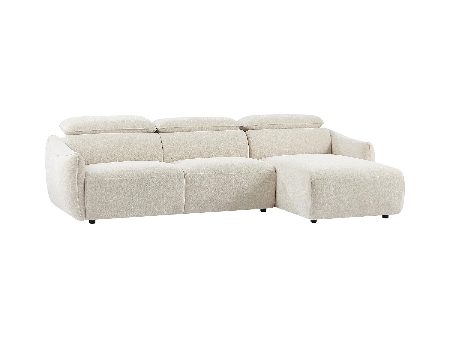 Sofá rinconera derecha en chenilla beige TAZIZA
