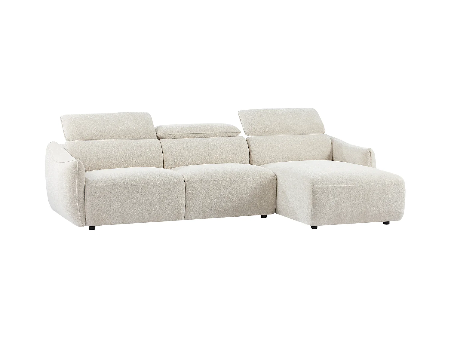 Sofá rinconera derecha en chenilla beige TAZIZA