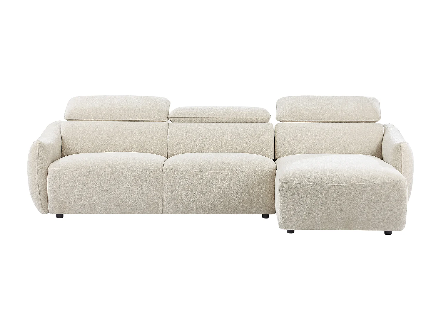 Sofá rinconera derecha en chenilla beige TAZIZA