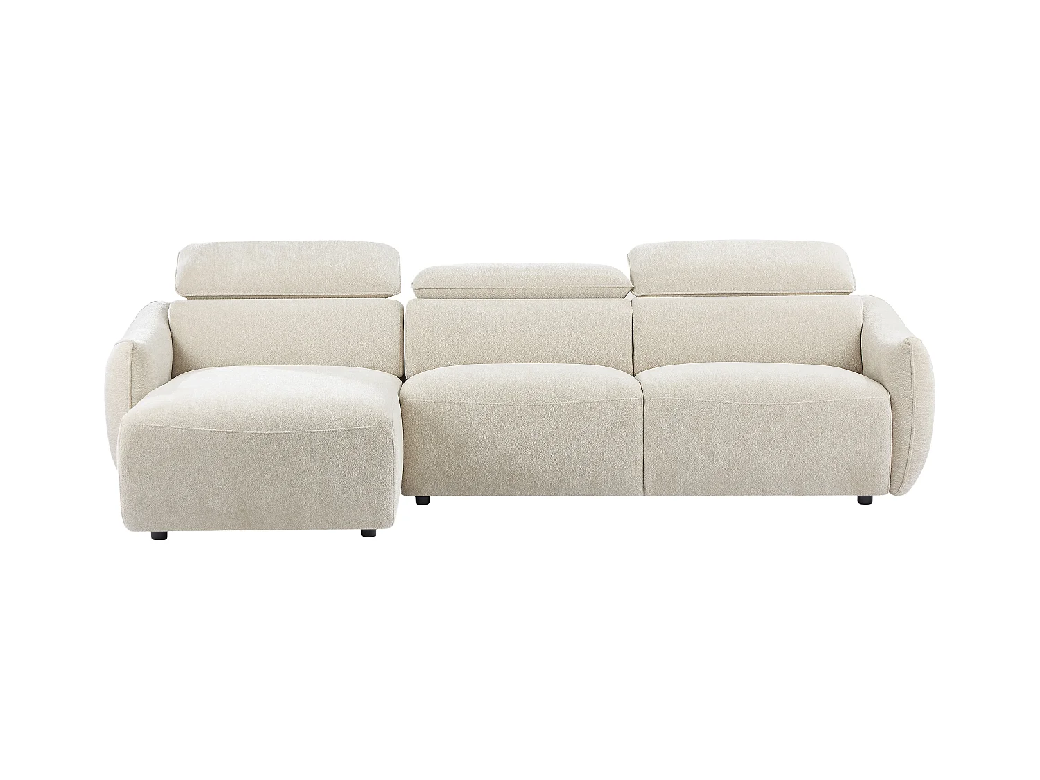 Sofá rinconera izquierda en chenilla beige TAZIZA
