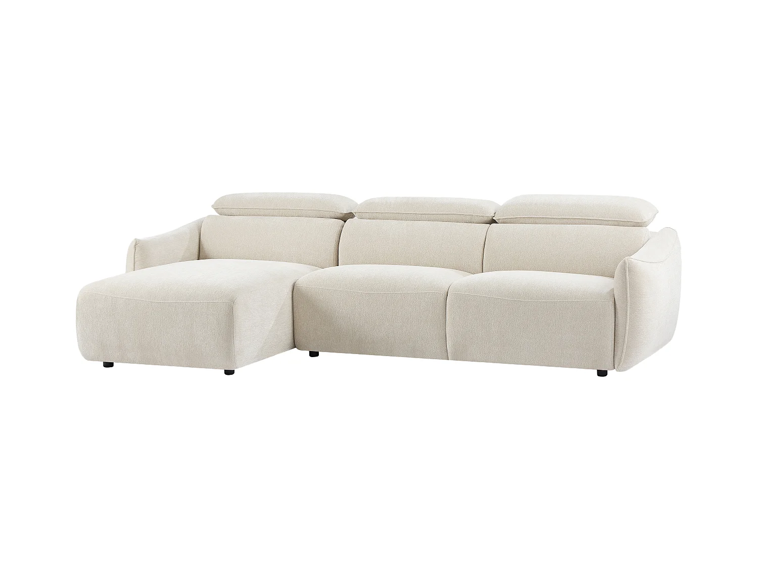Sofá rinconera izquierda en chenilla beige TAZIZA