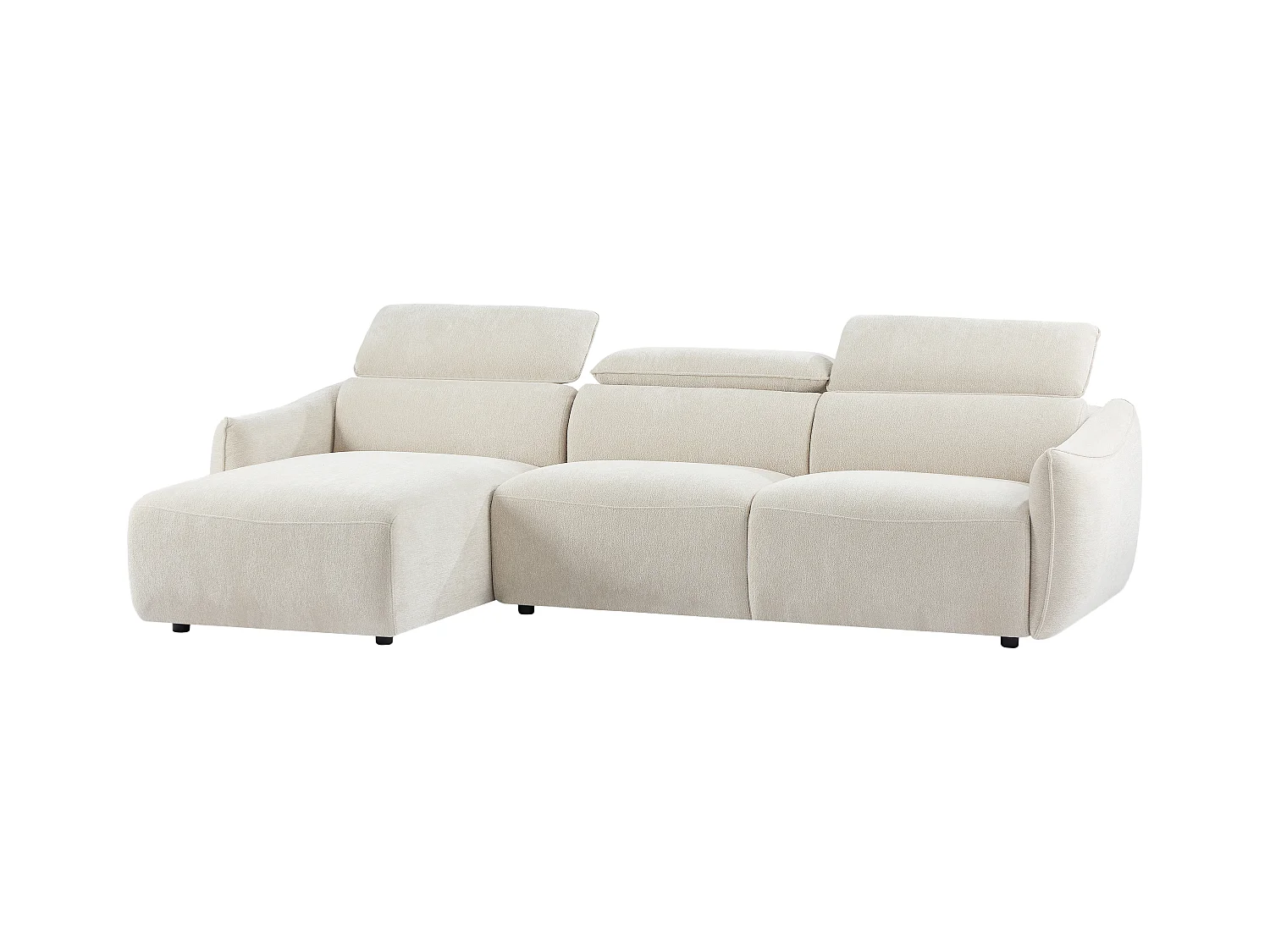 Sofá rinconera izquierda en chenilla beige TAZIZA