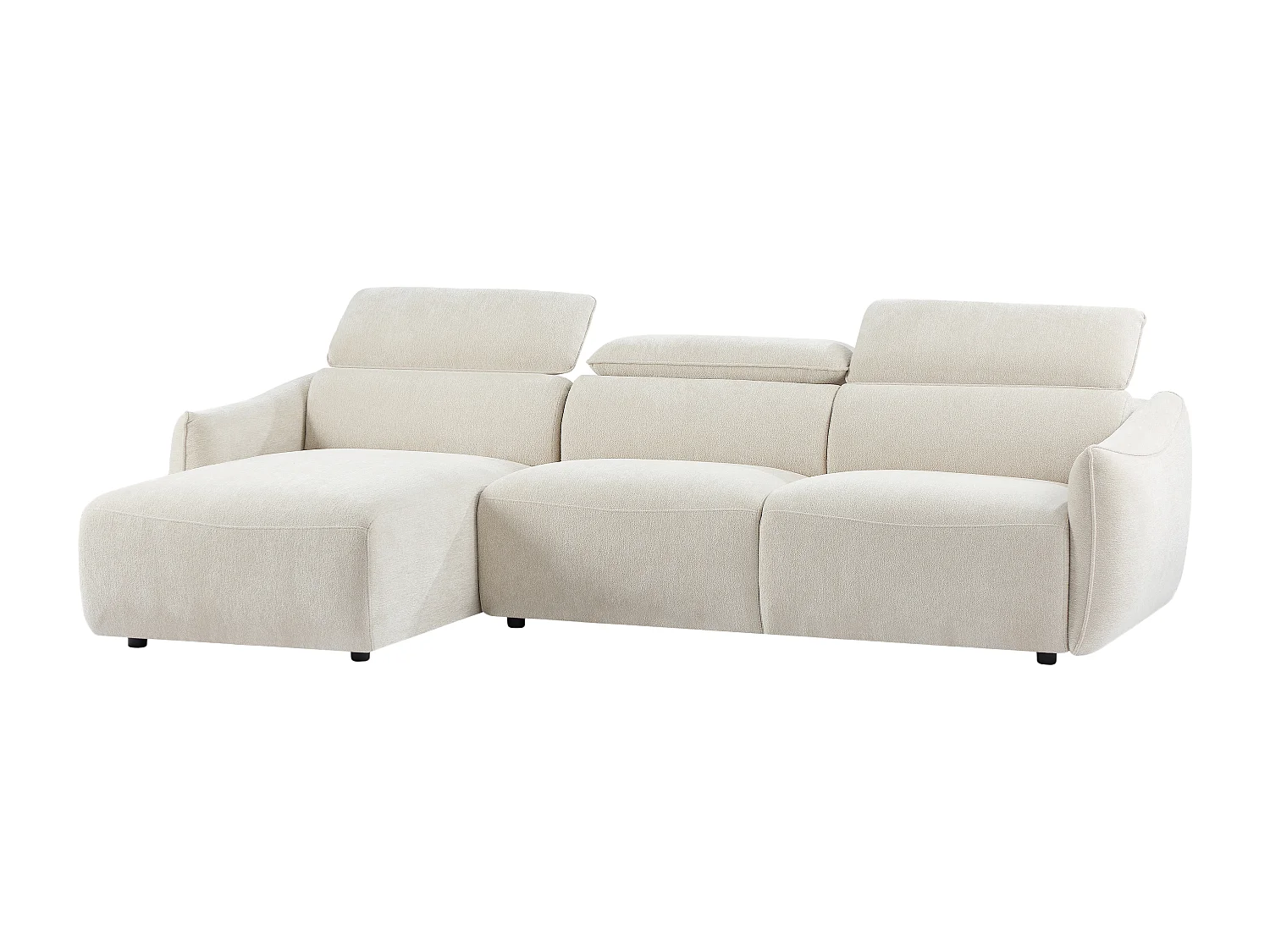 Sofá rinconera izquierda en chenilla beige TAZIZA