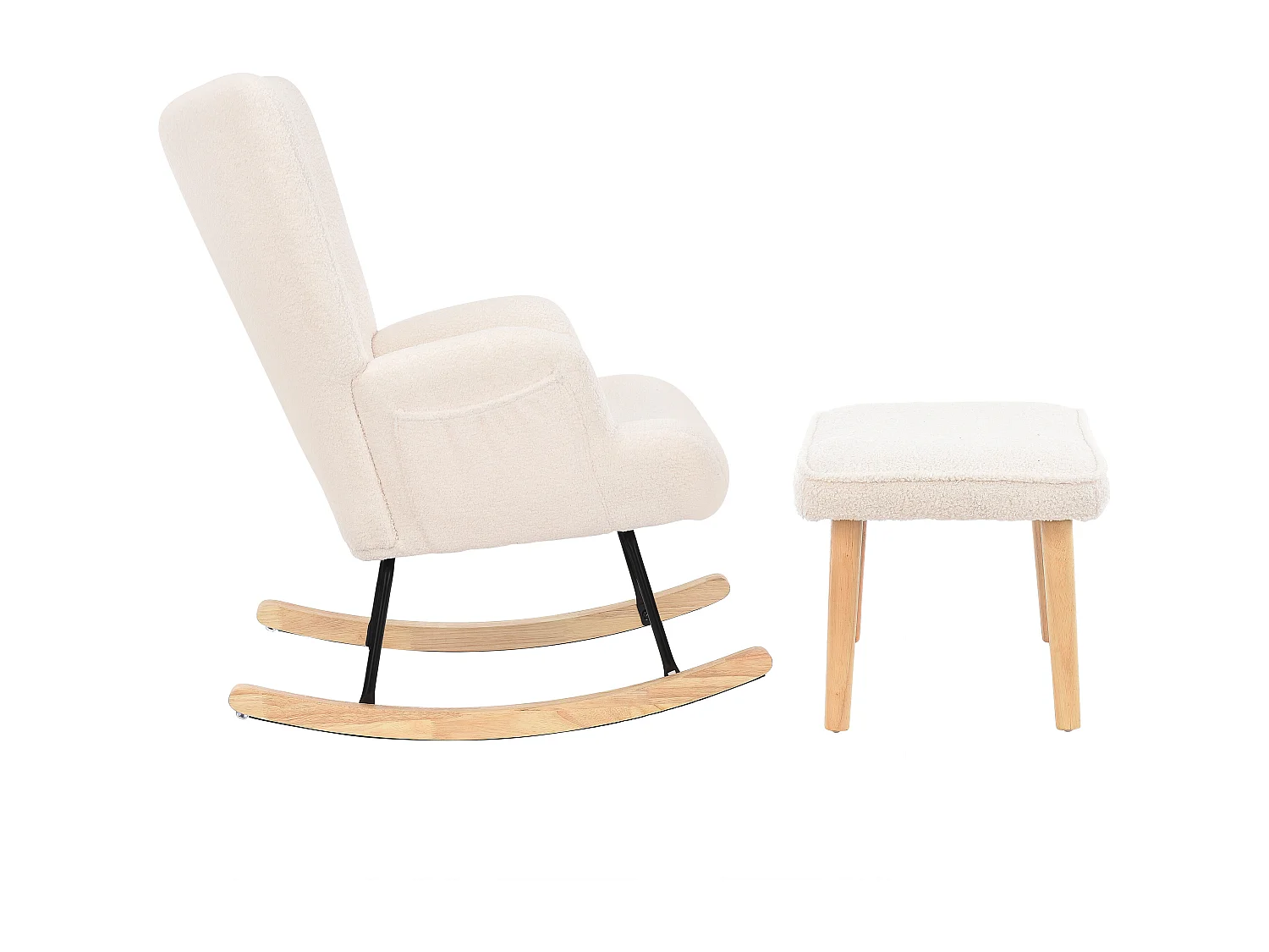 Chaise à bascule avec repose-pied,fauteuil de relaxation,avec poches,Blanc