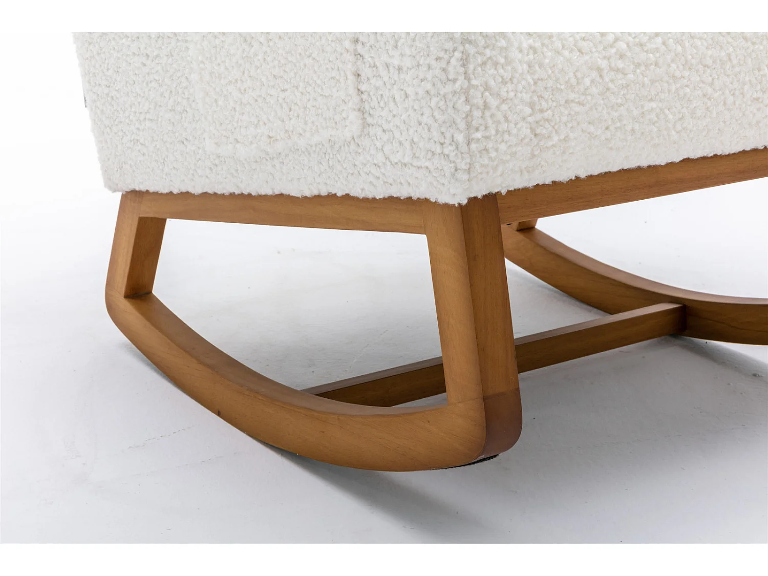 Fauteuil à bascule, fauteuil de relaxation, fauteuil de salon, d'accoudoirs, avec poches, velours Teddy, Blanc