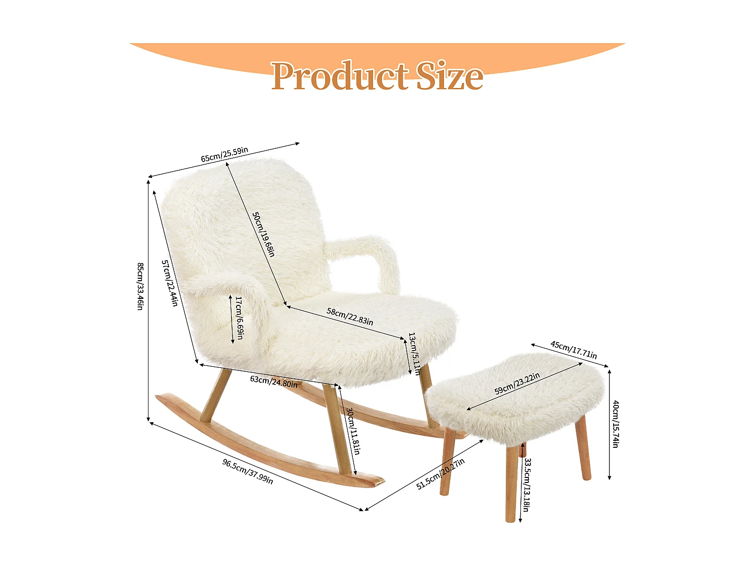 Chaise à bascule avec repose-pied,fauteuil de relaxation,Blanc