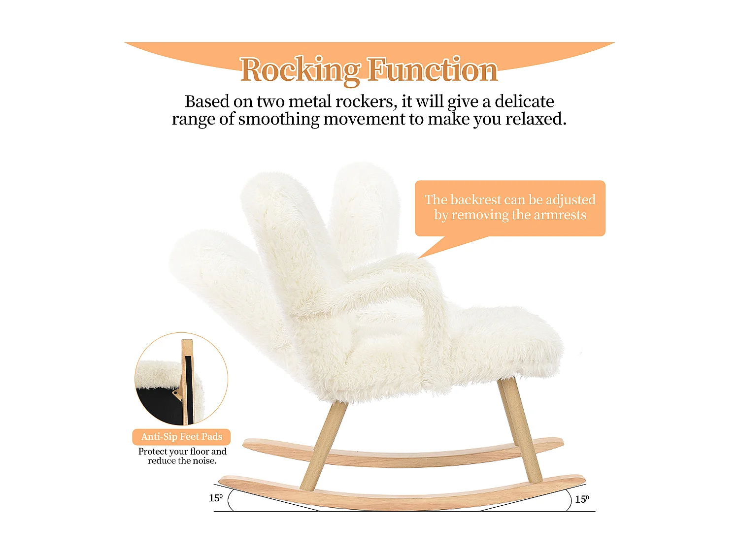 Chaise à bascule avec repose-pied,fauteuil de relaxation,Blanc