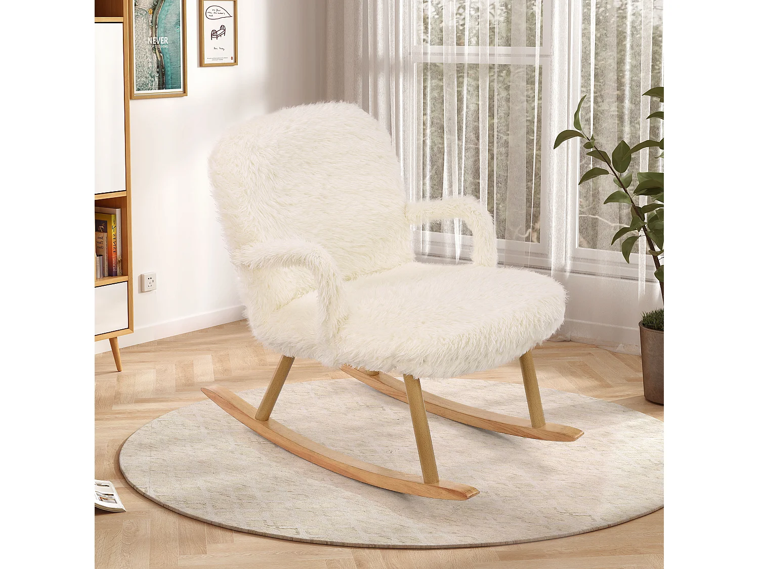 Chaise à bascule avec repose-pied,fauteuil de relaxation,Blanc