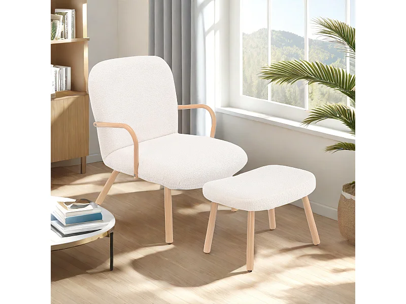 Fauteuil avec repose-pied,fauteuil de relaxation, Beige