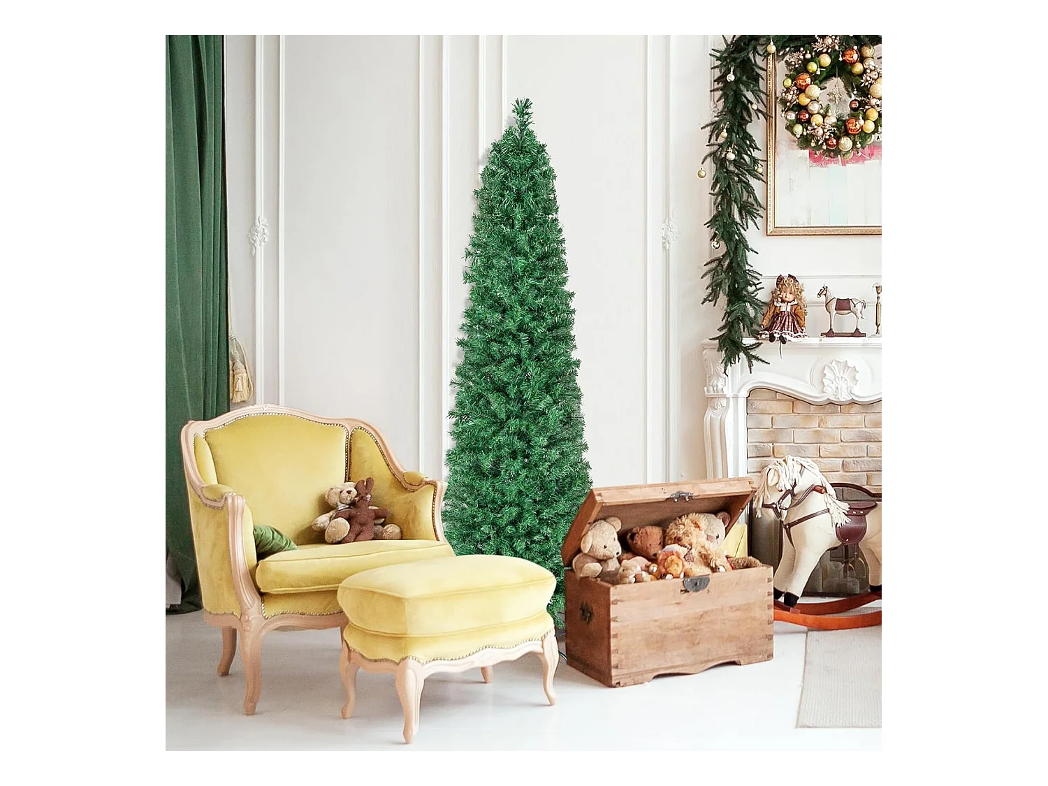 Kerstboom, lichtgevende glasvezel kerstboom met ijzeren voet, PVC kunstkerstboom, groen, kerstversiering voor thuis, bedrijf, winkel (180cm)