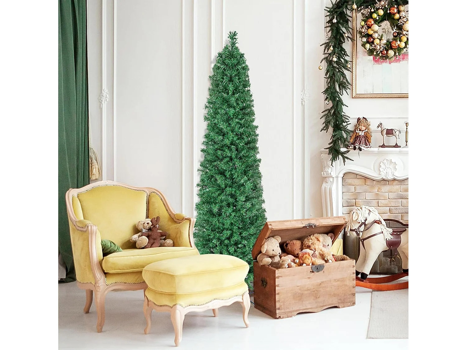 Sapin de Noël, Arbre de Noël Lumineux à Fibre Optique avec Base en Fer, Sapin de Noël Artificiel en PVC, Vert, Décoration de Noël pour Maison, Entreprise, Magasin (180 cm)