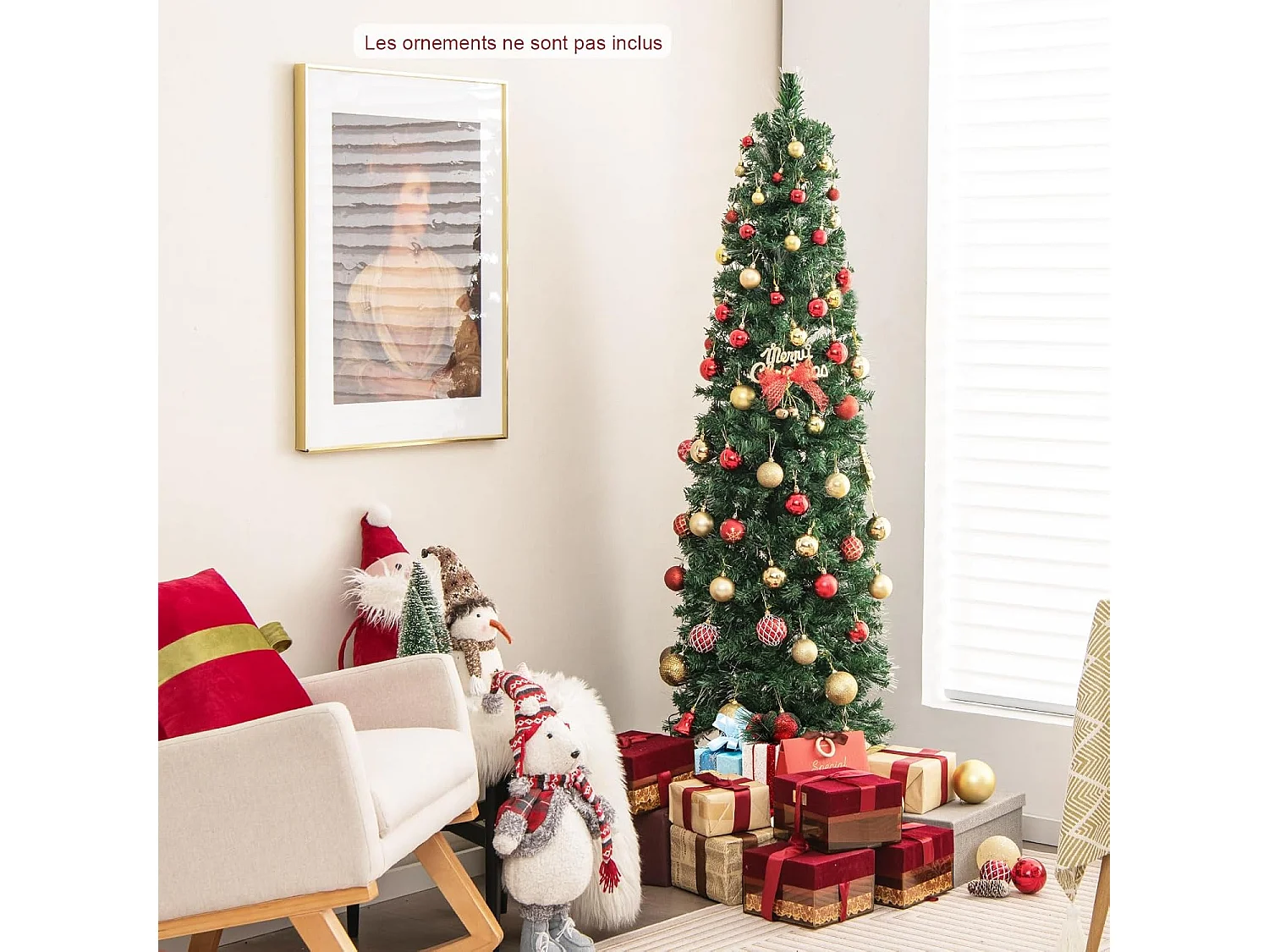 Sapin de Noël, Arbre de Noël Lumineux à Fibre Optique avec Base en Fer, Sapin de Noël Artificiel en PVC, Vert, Décoration de Noël pour Maison, Entreprise, Magasin (180 cm)