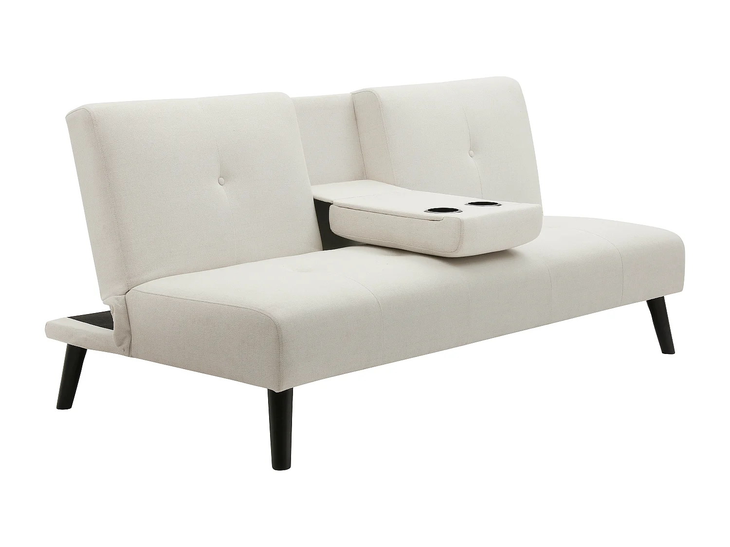 Canapé 3 places clic-clac en tissu beige avec tablette CLOSIPA