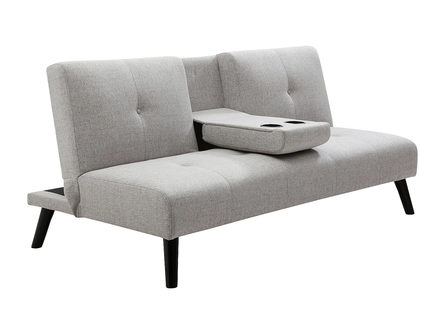 Canapé 3 places clic-clac en tissu gris clair avec tablette CLOSIPA