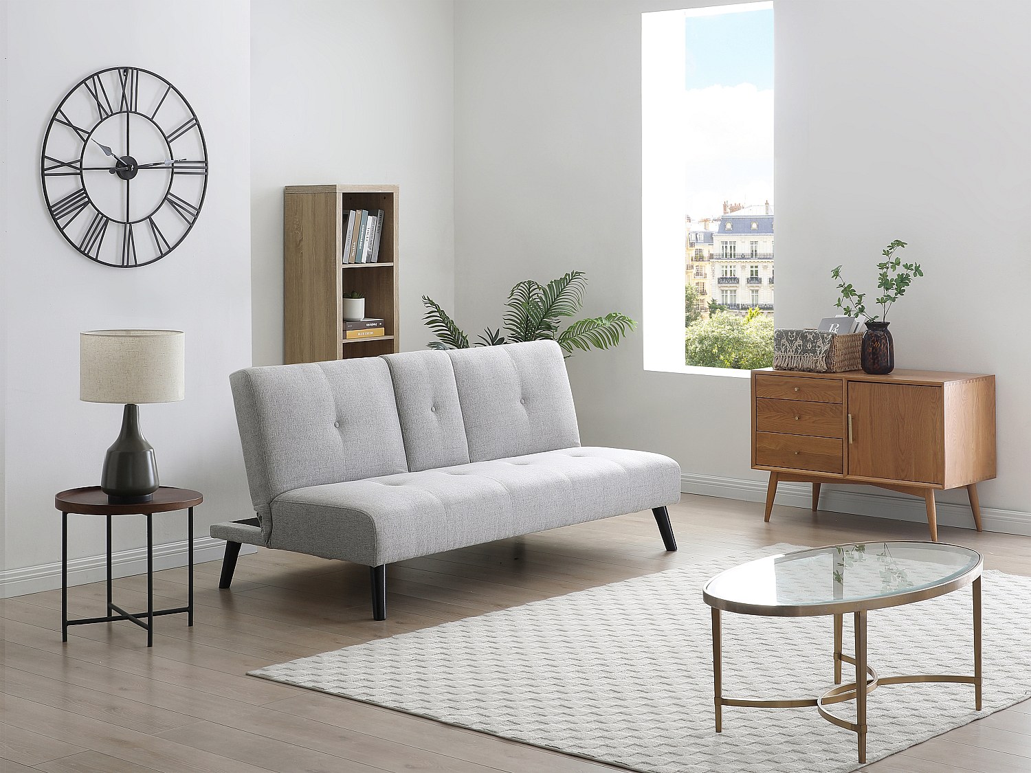 3-Sitzer Schlafsofa Clic-Clac - Stoff - Hellgrau - mit Ablage CLOSIPA günstig online kaufen