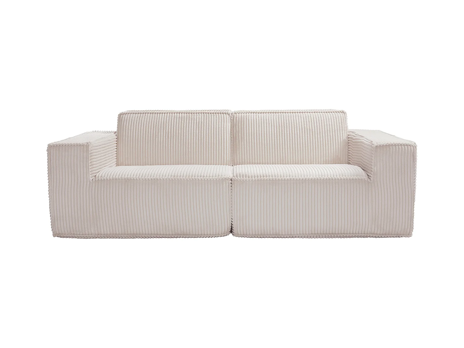 Canapé 3 places en velours côtelé beige LUNEKO
