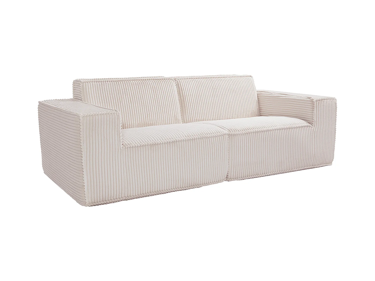 Canapé 3 places en velours côtelé beige LUNEKO