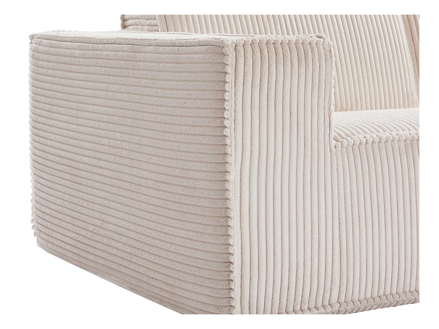 Canapé 3 places en velours côtelé beige LUNEKO